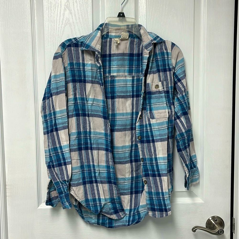 Mimi Chica Shades of Blue Button Down Plaid Shirt